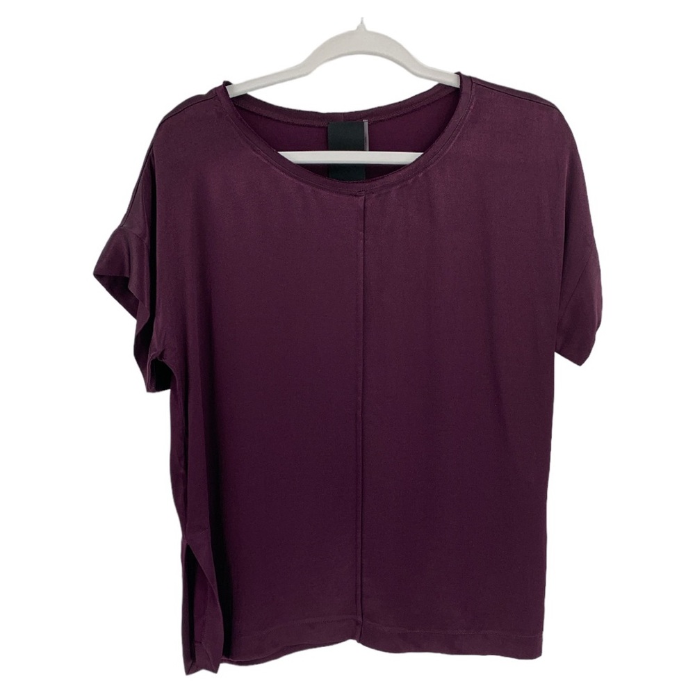 NWOT Heather by Bordeaux Plum Wine Short Sleeve Blouse Top Size X-Sm…